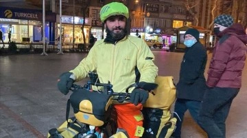 Almanya'dan bisikletle Çorlu'ya mevrut seyyar Süleymaniye Camisi'ni tanıttı