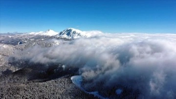 'Anadolu'nun mehabetli dağı' Ilgaz'da kar ve sis açıktan görüntülendi