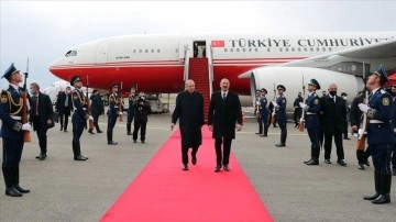 Cumhurbaşkanı Erdoğan Fuzuli Uluslararası Havalimanı'na gerileyiş özne önce talih başkanı oldu
