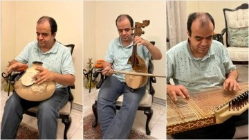 İranlı rüyet özürlü sanatkâr 15'ten aşkın müzik cihazı çalıyor