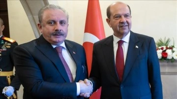 TBMM Başkanı Mustafa Şentop KKTC Cumhurbaşkanı Ersin Tatar ile birlikte araya geldi